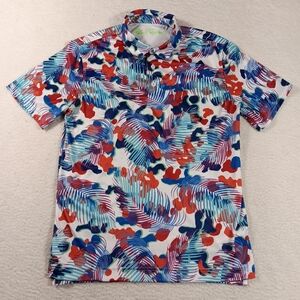 Robert Graham  Shirt Mens Medium Classic Fit Floral Abstract Performance Polo